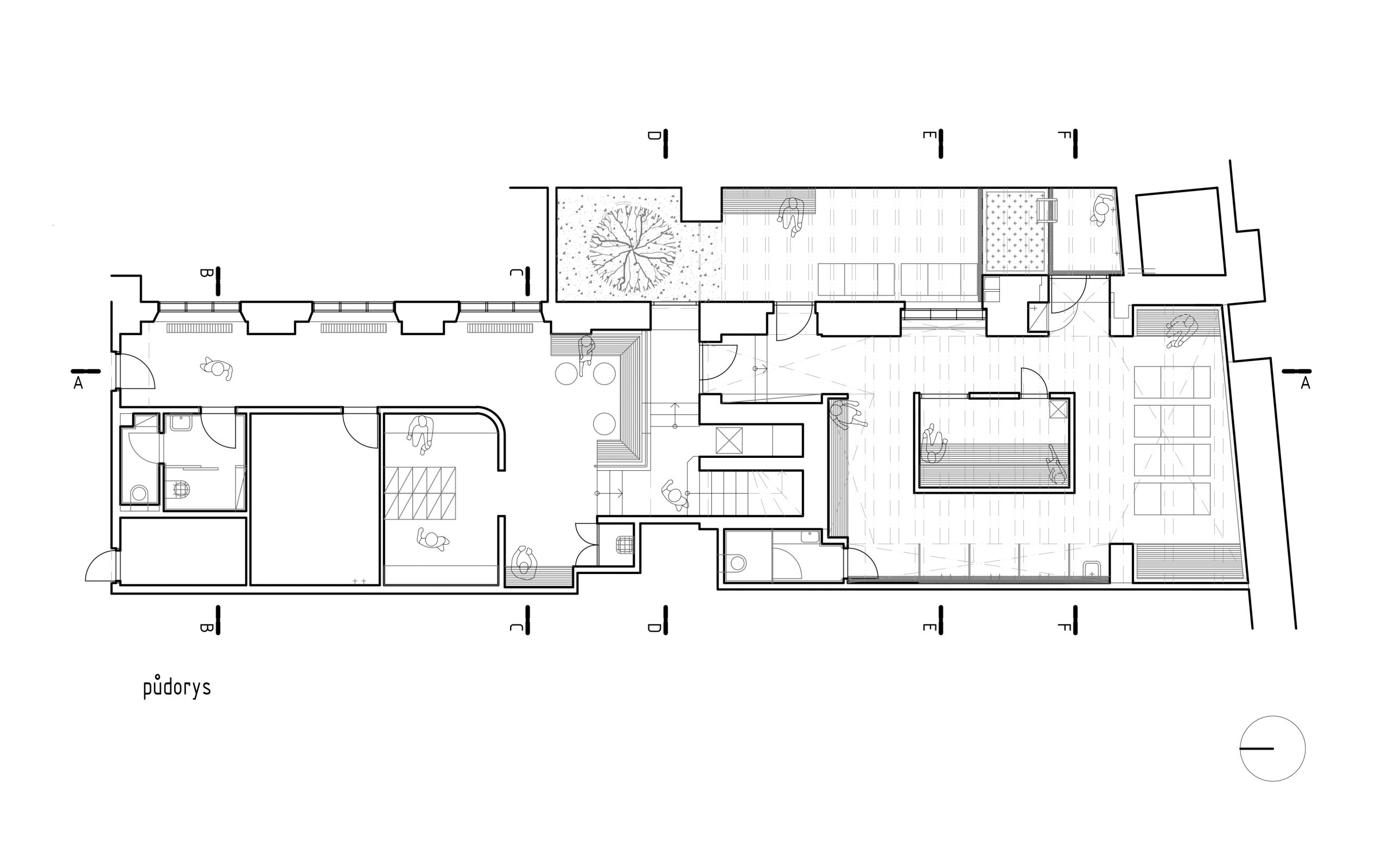 Sauna v paláci Ymca - půdorys