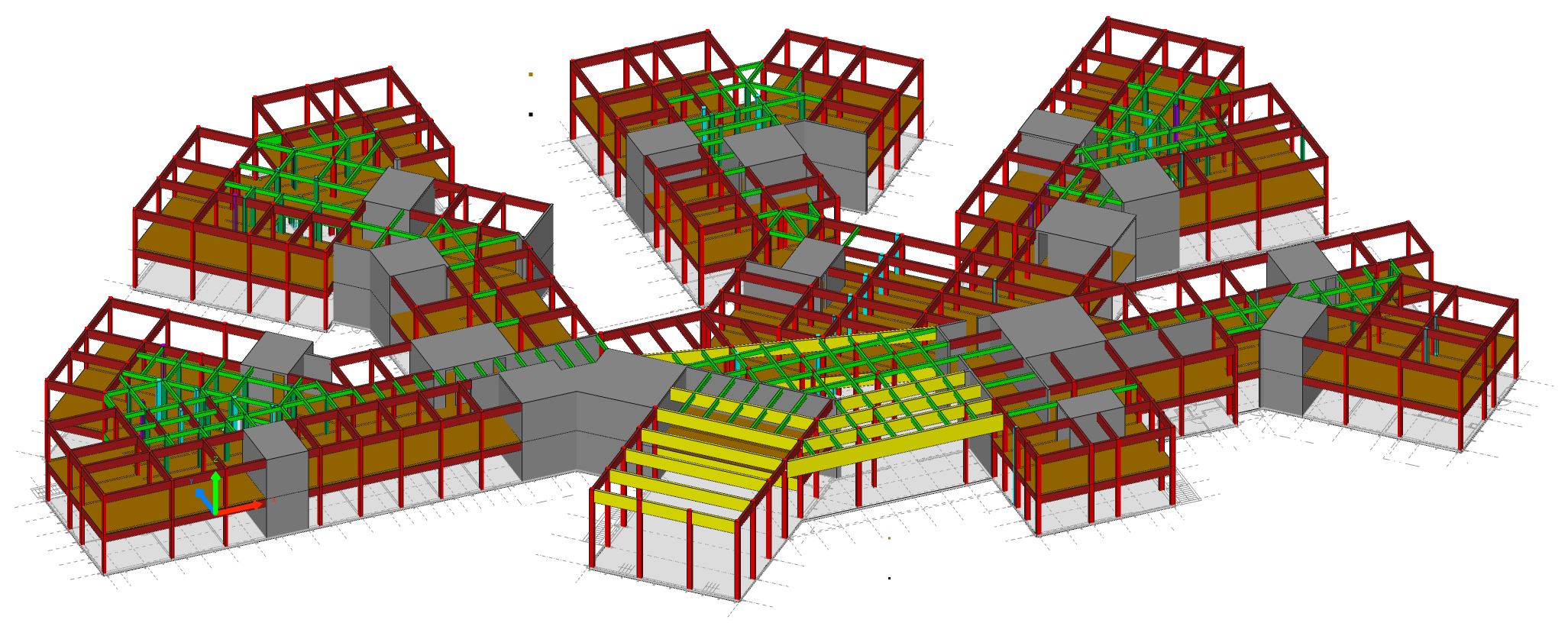 Pracovní 3D model dřevěných konstrukcí.