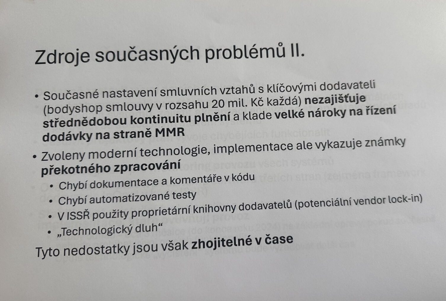 DSŘ: Hodnocení pro Vládu ČR